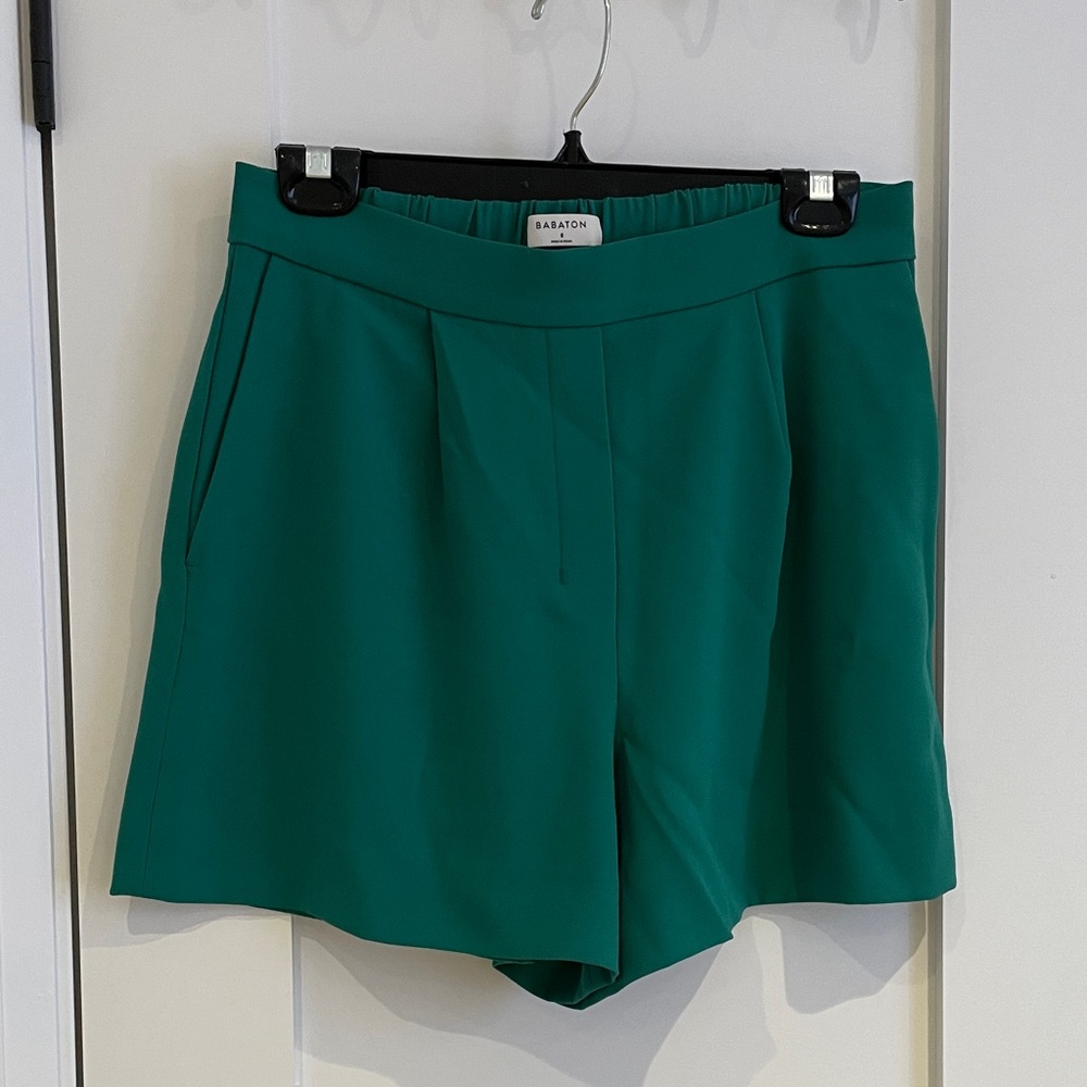 Babaton Emerald Green High-Waist Tailored Shorts